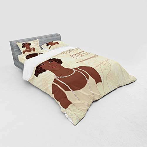 Ambesonne Flapper Style Duvet Cover Set Chocolate Beige