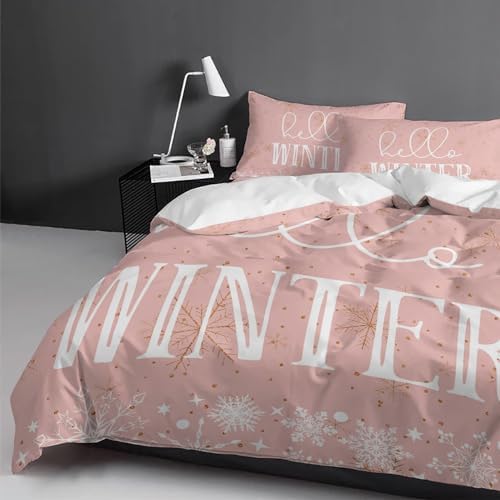LooPoP Snowflake Pink Duvet Cover Set California King