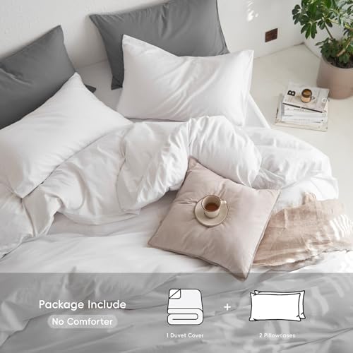 MooMee King Duvet Cover Set - 100 Washed Cotton Thick Sturdy Super Soft