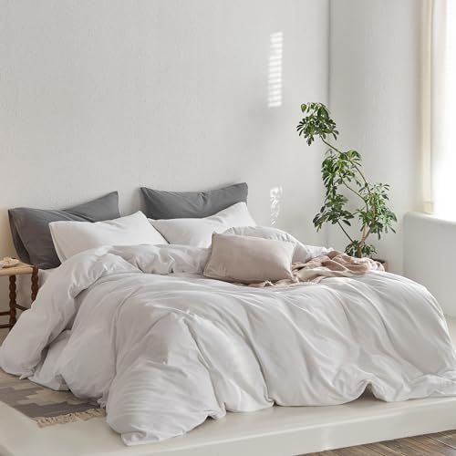 MooMee King Duvet Cover Set - 100 Washed Cotton Thick Sturdy Super Soft