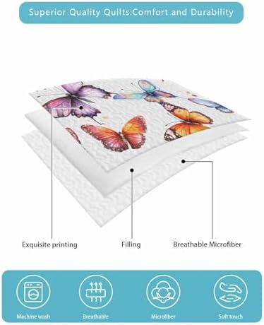 TocaHome Summer Quilt Twin XL 68x98 Inch Comforter Set with 2 Pillowcases