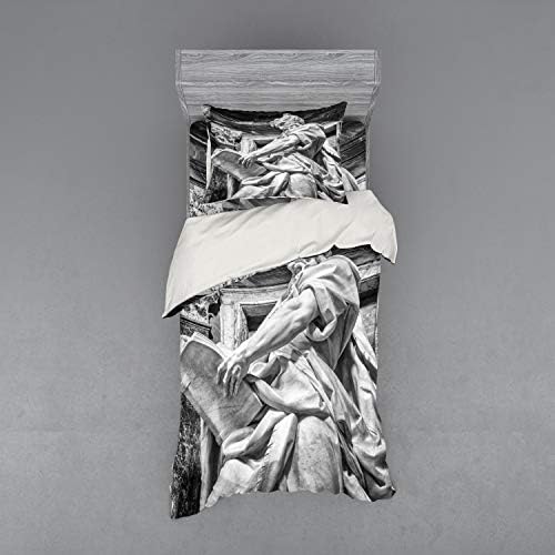 Ambesonne Retro Duvet Cover Set Stone Art Print Twin XL Pale Grey