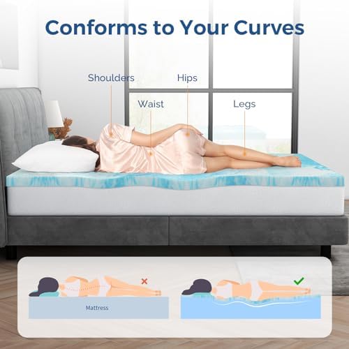 IULULU 3 Inch Gel Memory Foam Queen Mattress Topper