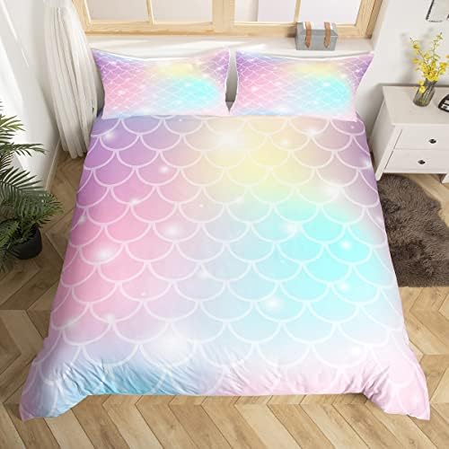 Feelyou Fish Scales Duvet Cover Set for Girls