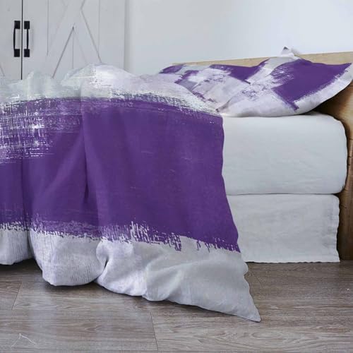 ZOE GARDEN Purple Abstract Cal King Duvet Cover Set