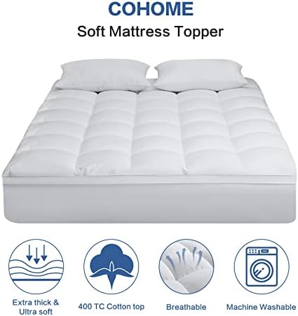 COHOME Queen Mattress Toppers Cooling Pad 400TC Cotton
