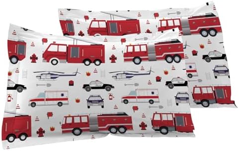 Yasida Fire Truck Queen Size Bed Sheet Set 3 Pack