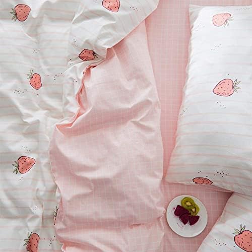 LifeTB Kawaii Pink Strawberry Duvet Cover Set 4 PCS