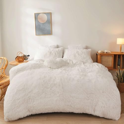 Fluffy White Comforter Set Twin Size 2 Pieces