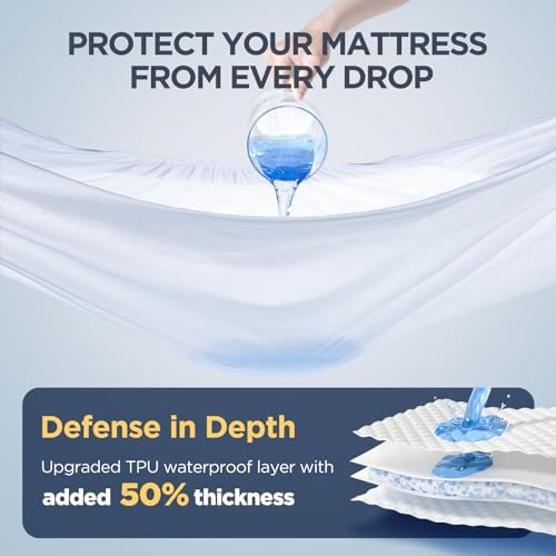 Novted Premium Waterproof Queen Mattress Protector with Silver-infused Bamboo Rayon 1