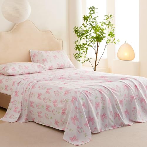 Jolusere Bowknot Sheet Set Queen Kids Soft Microfiber