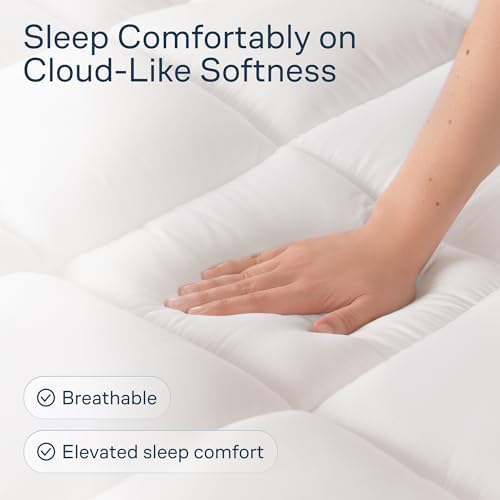 Cloud-Like Full Mattress Topper - 100 Cotton for Back Pain Relief