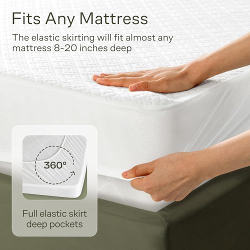 Bamboo Viscose Mattress Protector - Waterproof Queen Size with 360 Protection