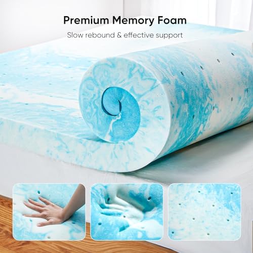 Marsail 3-inch Gel Memory Foam Mattress Toppers Queen