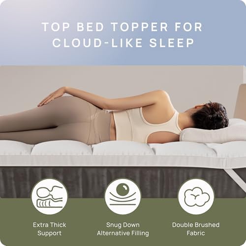Extra Thick Mattress Topper King - Back Pain Relief Cloud-Like Comfort