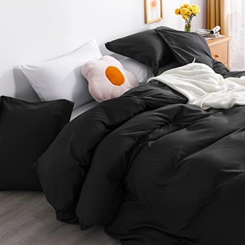 NTBAY Twin Duvet Cover Set with Pillow Sham - Black