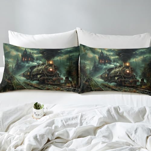 Manfei Retro Train Kids Fitted Sheet Set