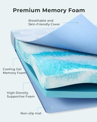 PERLECARE Firm Mattress Topper Queen 3 Inch Cooling Gel Foam