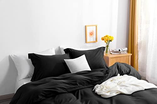 NTBAY Twin Duvet Cover Set with Pillow Sham - Black