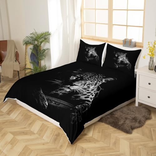 Feelyou Black Jaguar Duvet Cover Set King Size