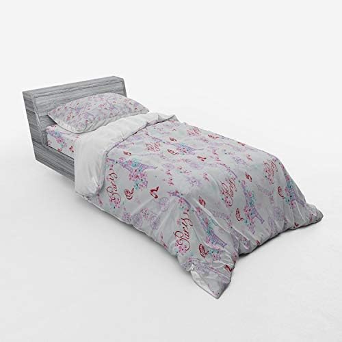 Ambesonne Vintage Paris Eiffel Tower Duvet Set