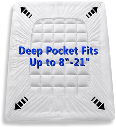 GERHOME Queen Mattress Pad Cover with Deep Pocket and Quilting