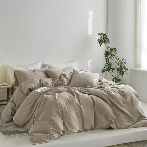 MooMee King Duvet Cover Set 100 Washed Cotton Twill Fabric