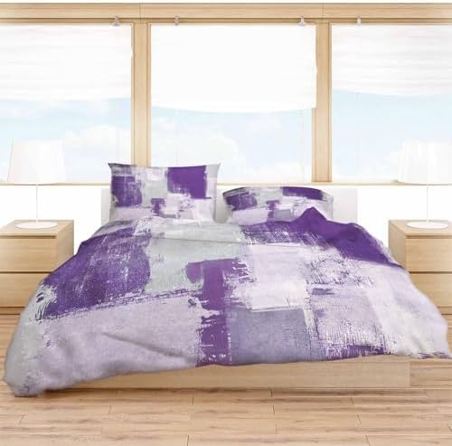 ZOE GARDEN Purple Abstract Cal King Duvet Cover Set