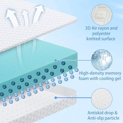 BEDHOURS Cooling Gel Memory Foam Mattress Topper Queen Size