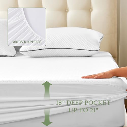 100 Waterproof Queen Mattress Protector with Bamboo Rayon