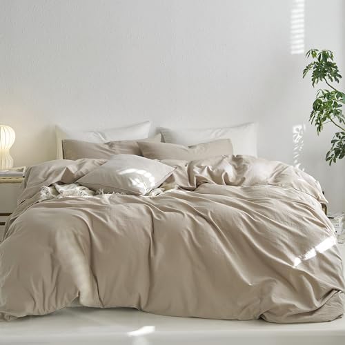 MooMee King Duvet Cover Set 100 Washed Cotton Twill Fabric