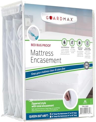 Guardmax Jersey Knitted Queen Mattress Encasement - Waterproof Bed Bug Proof