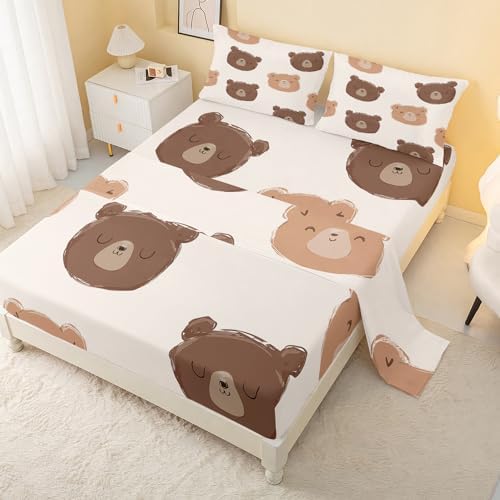 CVHouse Kawaii Bear Bed Sheet Set Queen Size