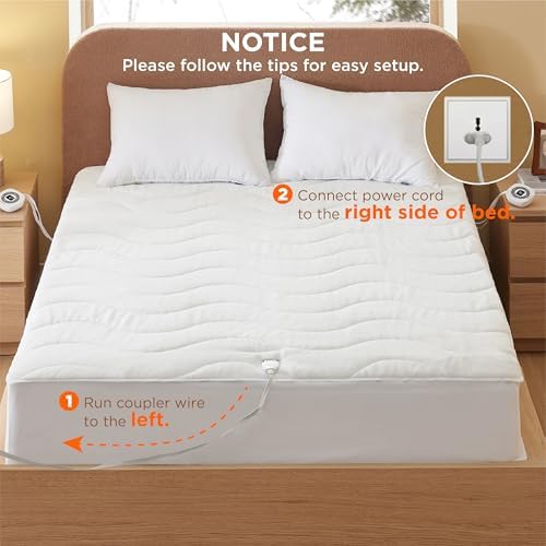 Bedsure Heated Mattress Pad Queen with 10 Heat Settings and Dual Controllers