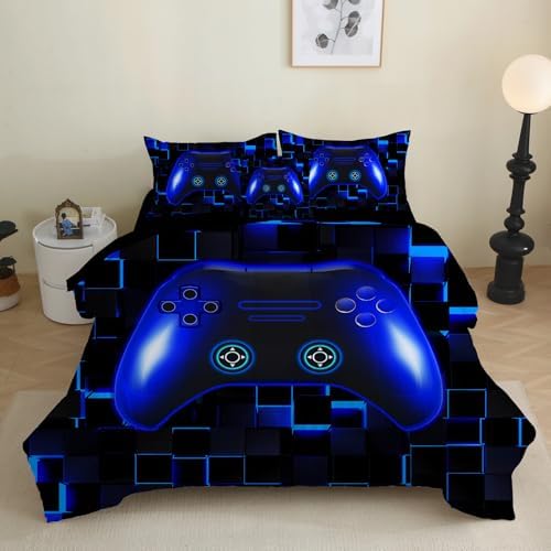 PALENVILI Boys Gamer Comforter Set 6 Pieces Twin Blue 1