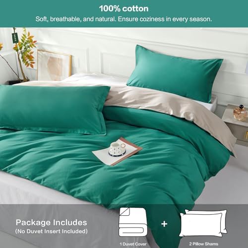 SAPHREAS Teal Duvet Cover King Size 3 Piece Set
