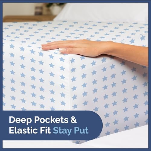 Blue Stars Full 4 Piece Kids Sheet Set - Soft Cozy and Cute