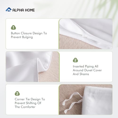ALPHA HOME Queen Duvet Cover Set Tencel Lyocell