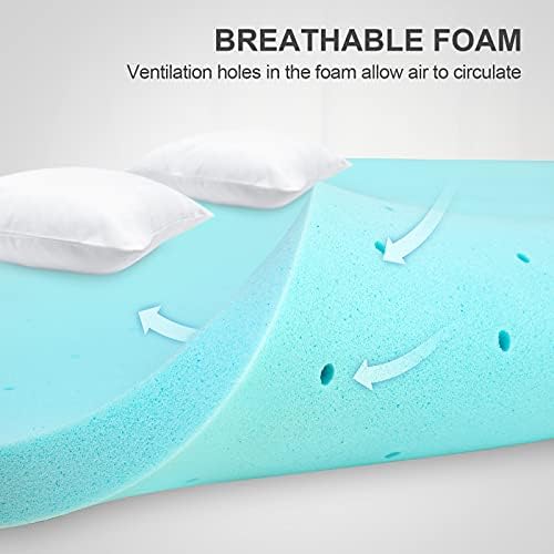 BedsPick 2 Inch Gel Memory Foam Twin XL Mattress Topper Blue