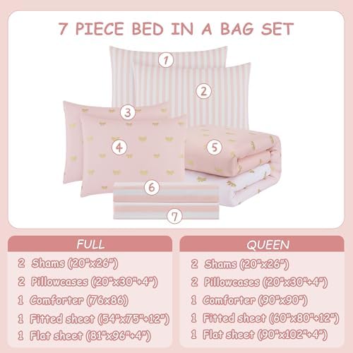 Wink Deer Pink Gold Bow Comforter Set 7-Piece
