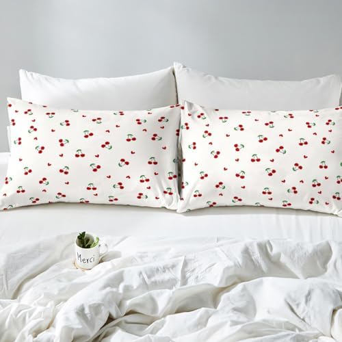 Feelyou Kids Red Cherry Fitted Sheet Set Queen Size