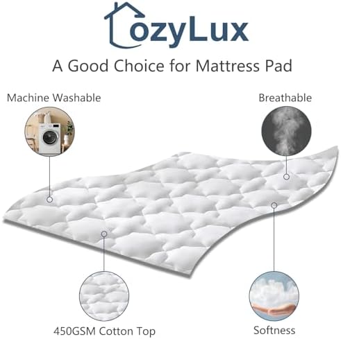 CozyLux Cotton Mattress Pad With Deep Pocket