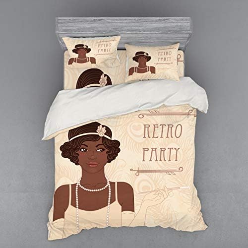 Ambesonne Flapper Style Duvet Cover Set Chocolate Beige