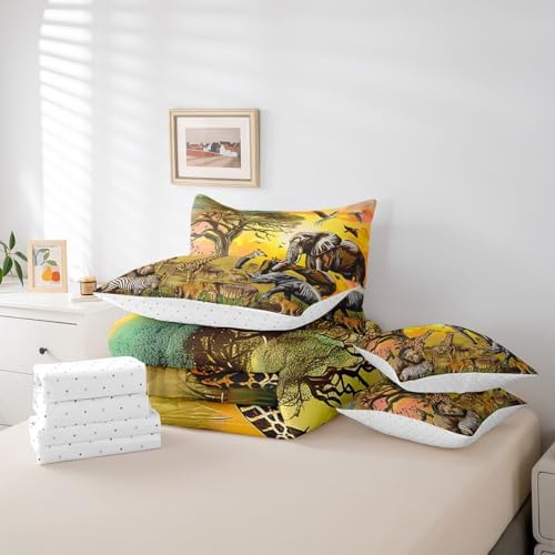 Erosebridal African Safari 7-Piece Comforter Set Queen Size