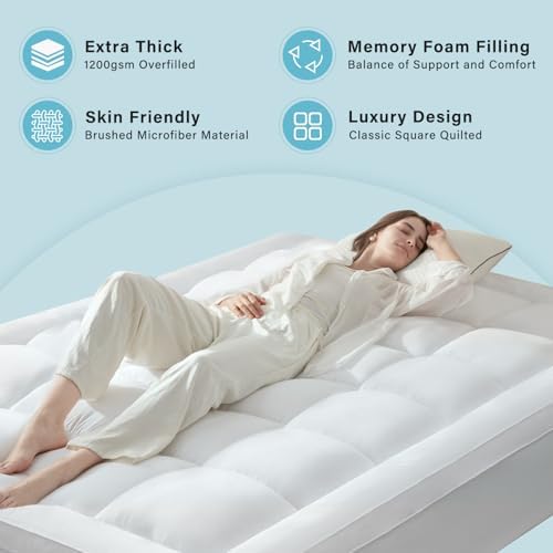 Anluoer Queen Mattress Topper with Memory Foam and Down Alternative