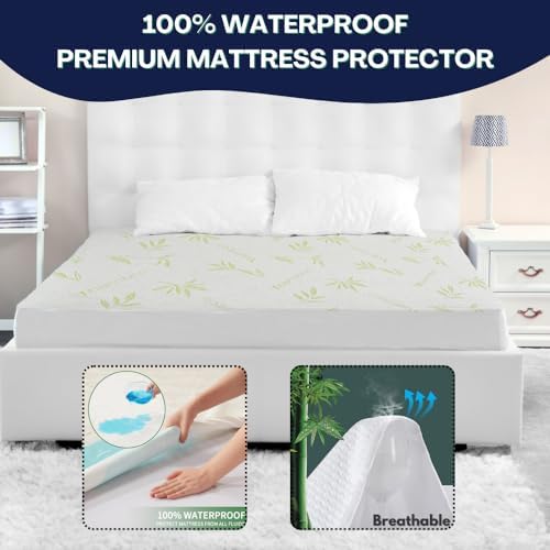 DreamField Linen Bamboo Mattress Protector Queen Size
