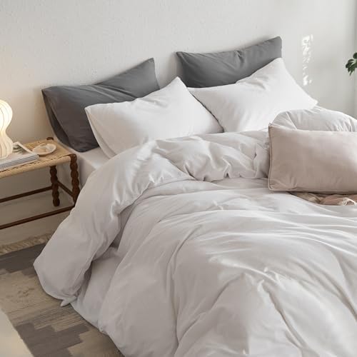 MooMee King Duvet Cover Set - 100 Washed Cotton Thick Sturdy Super Soft