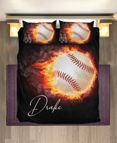 Personalized Baseball Duvet Cover Set for Boys