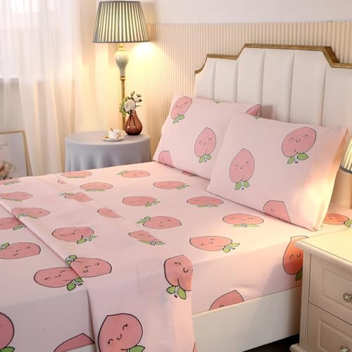 SDY 4PCS Peach Sheet Set for Kids