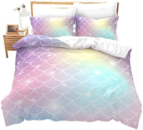 Feelyou Fish Scales Duvet Cover Set for Girls